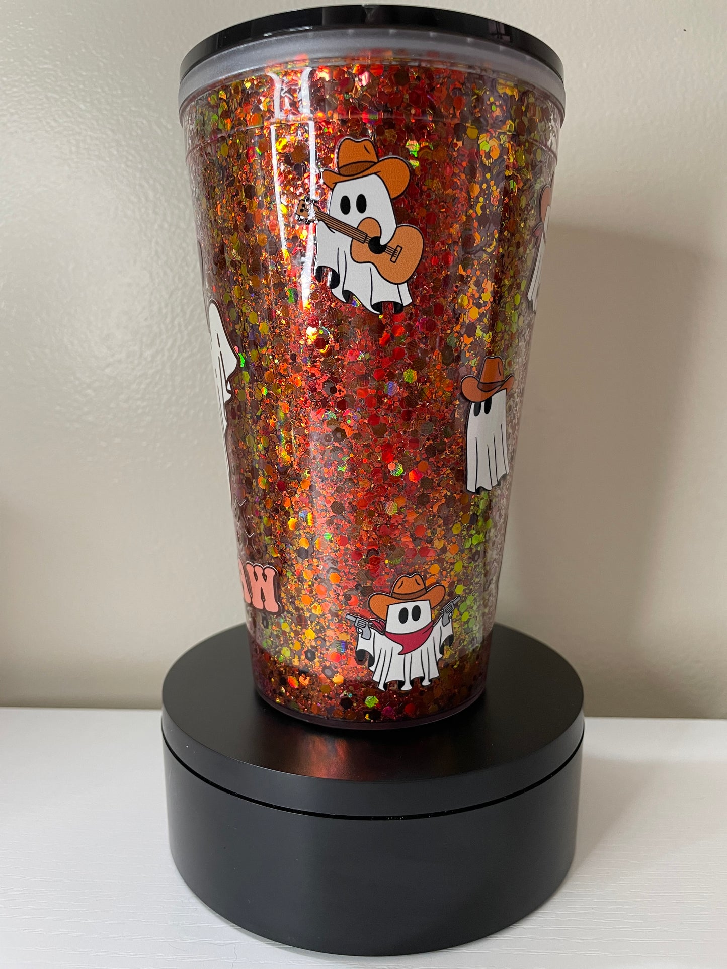 Boo Haw 16oz glitterglobe tumbler