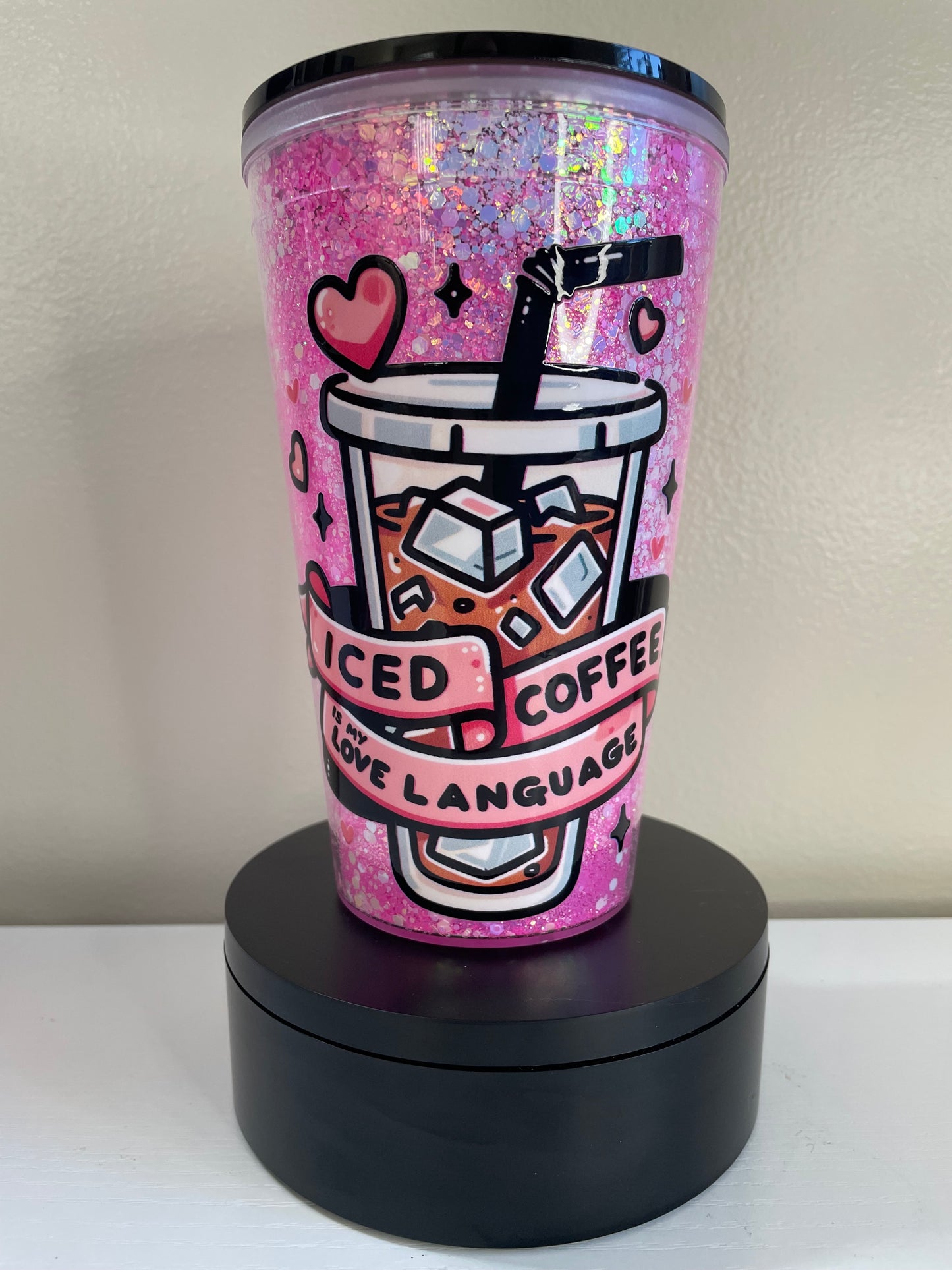 Iced Coffee 16oz glitterglobe tumbler