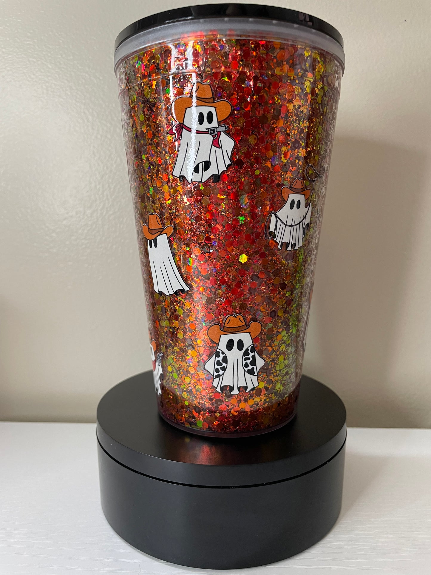 Boo Haw 16oz glitterglobe tumbler