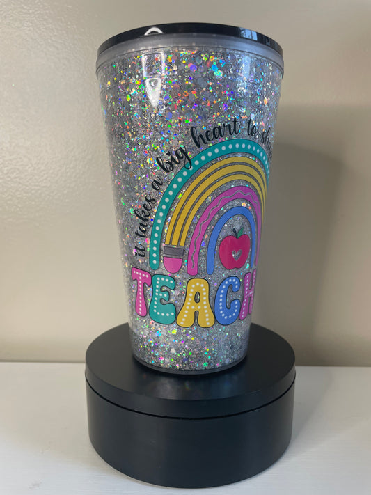 Teacher 16oz Glitterglobe tumbler