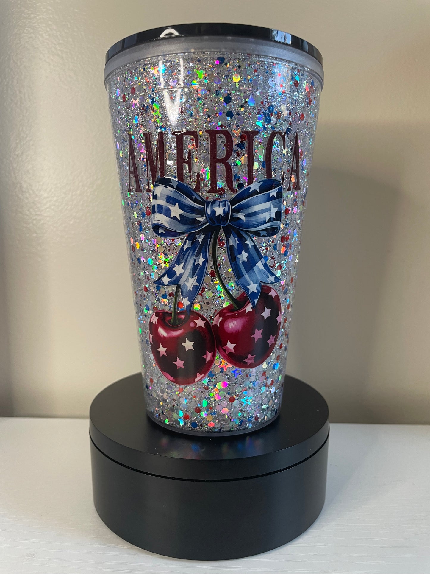 America 16oz Glitterglobe Tumbler