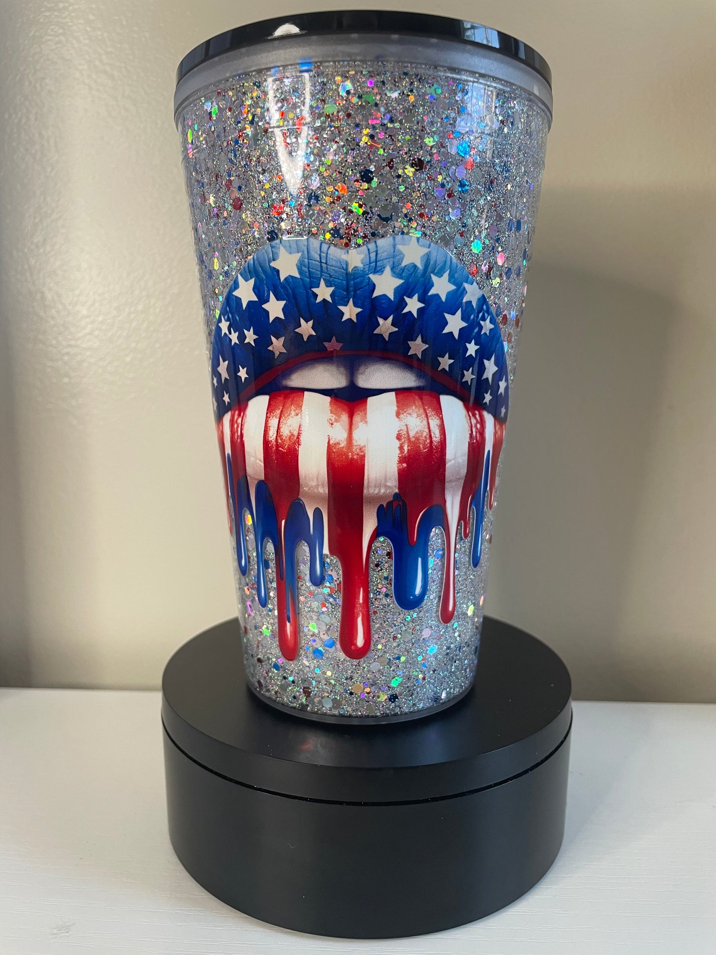 America 16oz Glitterglobe Tumbler